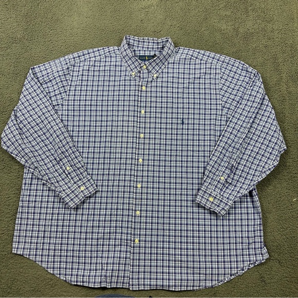 Polo Ralph Lauren Shirt Mens 3XB Blue Button Down Plaid Long Sleeve - Picture 2 of 7